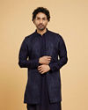 Navy Blue Paisley Patterned Jacket Set